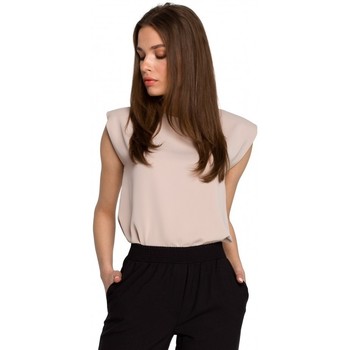 Style Blusa S260 Blusa sin mangas con hombros acolchados - beige