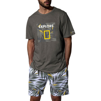 Admas For Men Pijama de camiseta corta Vegetal National Geographic khaki