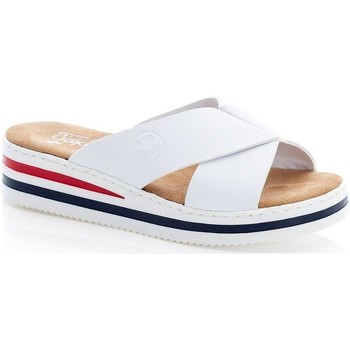 Rieker Sandalias Pantuflas Planas Casuales Blan