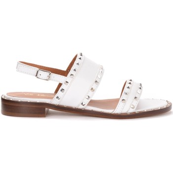 Via Roma 15 Sandalias Sandalia baja de piel blanca con doble banda
