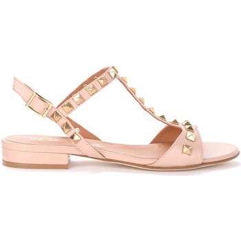 Via Roma 15 Sandalias Sandalia baja de piel color polvo con tachuelas