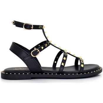Exé Shoes Sandalias SANDALIA PLANA BLACK CON REMACHES DORADOS ALLISON-820