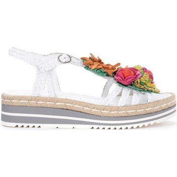 Pon´s Quintana Sandalias Sandalia Milan de piel blanca con flores aplicados