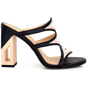 Exé Shoes Sandalias MULE TACÓN MADERA BLACK RENATA-825