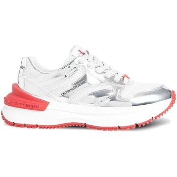 Calvin Klein Jeans Deportivas Moda Zapatillas Runner Laceup Plata y rojas