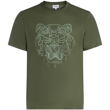 Kenzo Camiseta Camiseta Tiger de algodón color caqui
