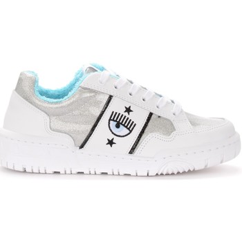 Chiara Ferragni Zapatillas Zapatillas Chiara Ferragni de piel blanca y purpurina plata