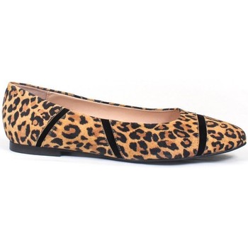 Gennia Bailarinas Bailarinas Mujer Leopardo Negro Piel Comodas Tacon Bajo - BURBA