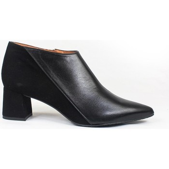 Gennia Botines Botines Mujer Negro Piel Tacon Ancho y Cremallera - THYKET