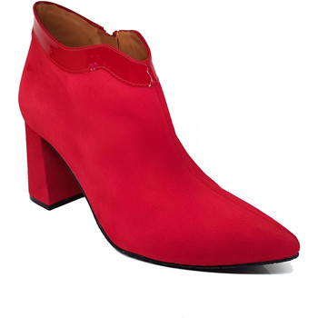 Gennia Botines Botines Mujer Rojo Piel Tacon Ancho Cremallera - MEDCUR