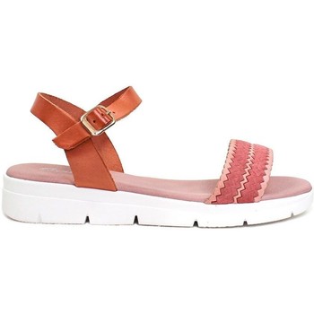 Gennia Sandalias ALTEA Sandalias Planas Piel Vaqueta Rosa Salmón y Nude