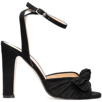 Gennia Sandalias Sandalias Tobilleras Negras Piel Tiras Tacon Alto Ancho - NEUS