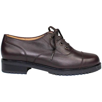 Gennia Zapatos Mujer Oxford Blucher Marron Casual Piel Planos Cordones - JANET