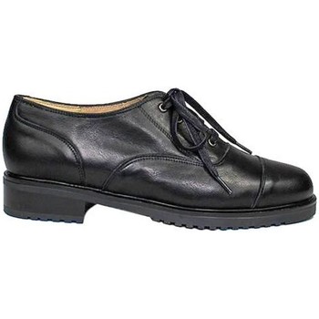 Gennia Zapatos Mujer Oxford Blucher Negro Casual Piel Planos Cordones - JANET