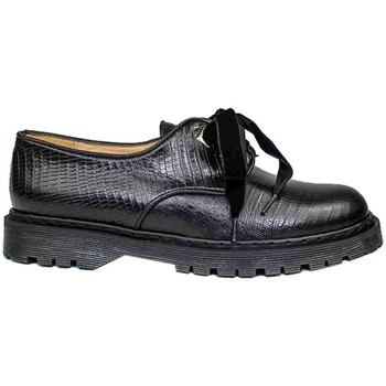 Gennia Zapatos Mujer Oxford Blucher Zapatos Casual Piel Negro Cordones - KRISTEL