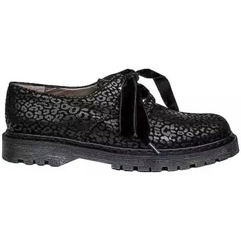 Gennia Zapatos Mujer Oxford Blucher Zapatos Casual Piel Negro Cordones - OXFORD
