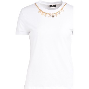 Elisabetta Franchi Camiseta Camiseta blanca con colgante removible