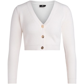 Elisabetta Franchi Chaqueta de punto Micro cárdigan marfil con botones