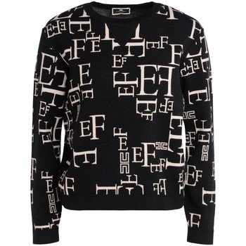 Elisabetta Franchi Jersey Camiseta de cuello redondo negra con
