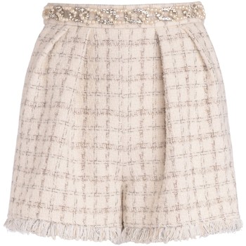 Elisabetta Franchi Short Shorts de tejido tweed marfil dibujo
