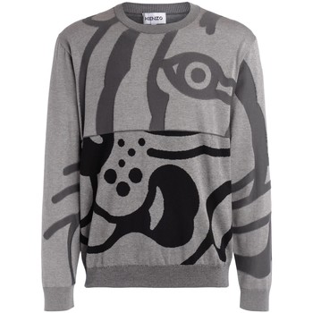 Kenzo Jersey Suéter K-Tiger gris con tigre negra