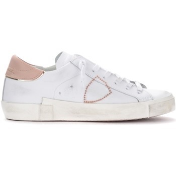 Philippe Model Zapatillas Zapatillas Paris X de piel blanca y rosa con escudo bordado