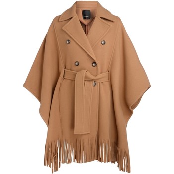 Pinko Abrigo Abrigo de capa color camello con franjas