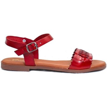 Gennia Sandalias CRISTEL Sandalias Planas Piel Vaqueta Trenzado Rojo