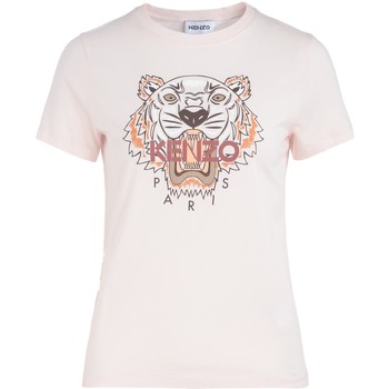 Kenzo Camiseta T-shirt da donna Tiger rosa con tigre multicolor