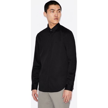 EAX Camisa manga larga CAMISA CON ABOTONADURA OCULTA BLACK