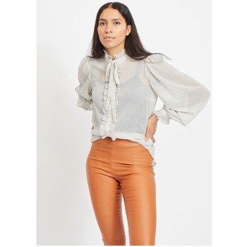 Vila Blusa Tiva Ruffle Tie Top Birch Black