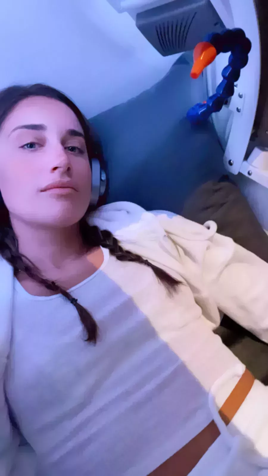 michelle scanga inside Hyperbaric Oxygen Chamber remedy place
