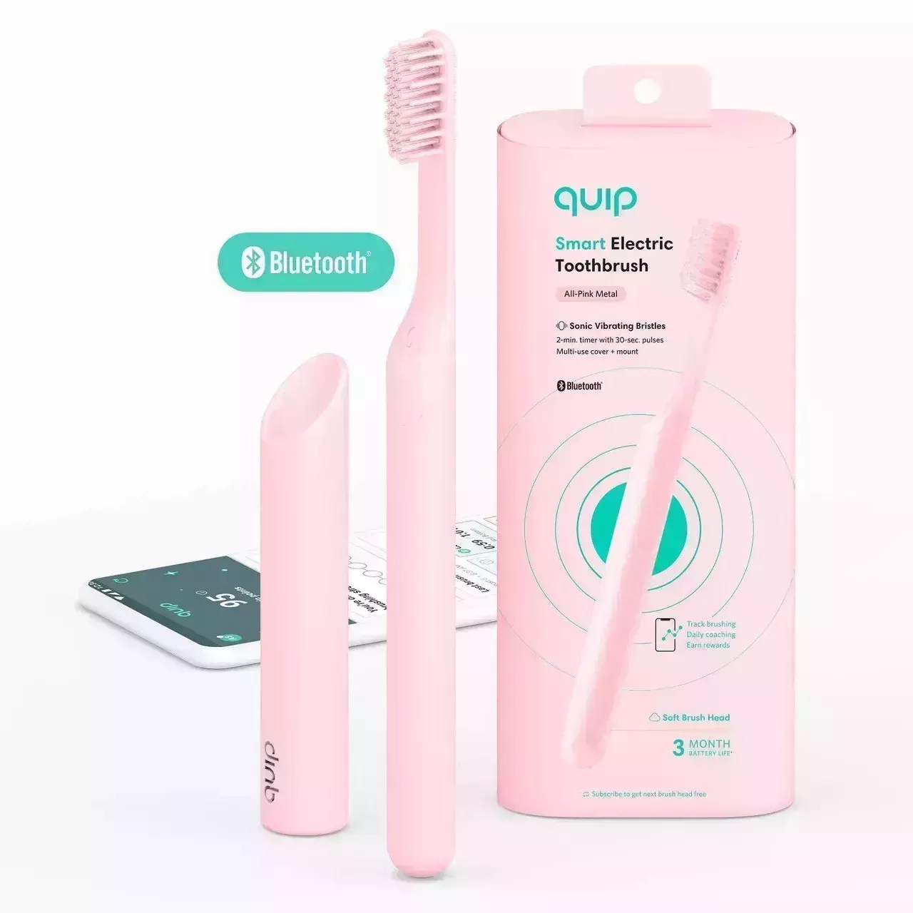quip Metal Smart Electric Toothbrush Starter Kit on white background