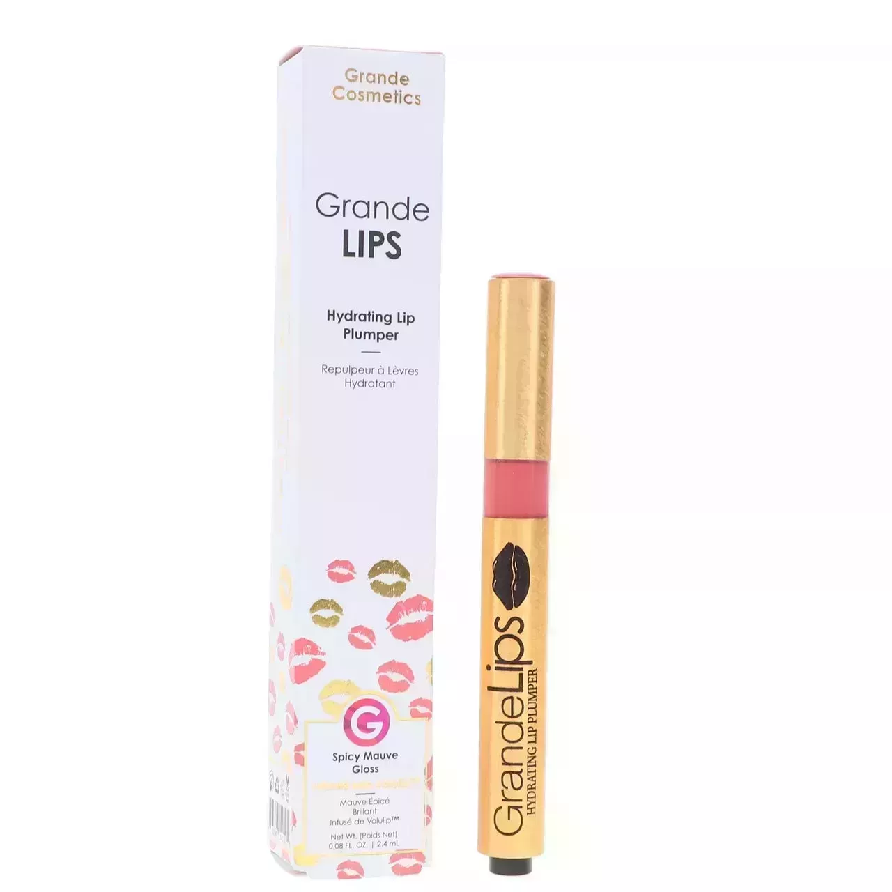 GrandeLash GrandeLips Hydrating Lip Plumper Gloss in Spicy Mauve on white background