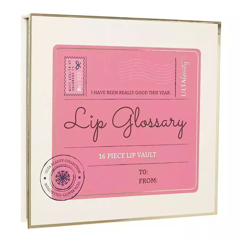A photo of the Ulta Beauty Collection Lip Glossary box on a white background