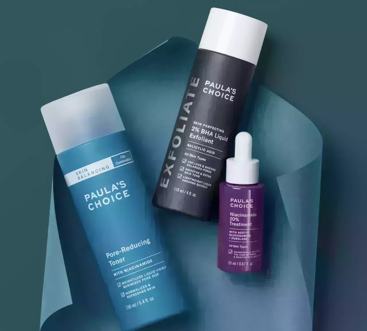 Paula's Choice Tighten + Reshape Pores Kit on blue background