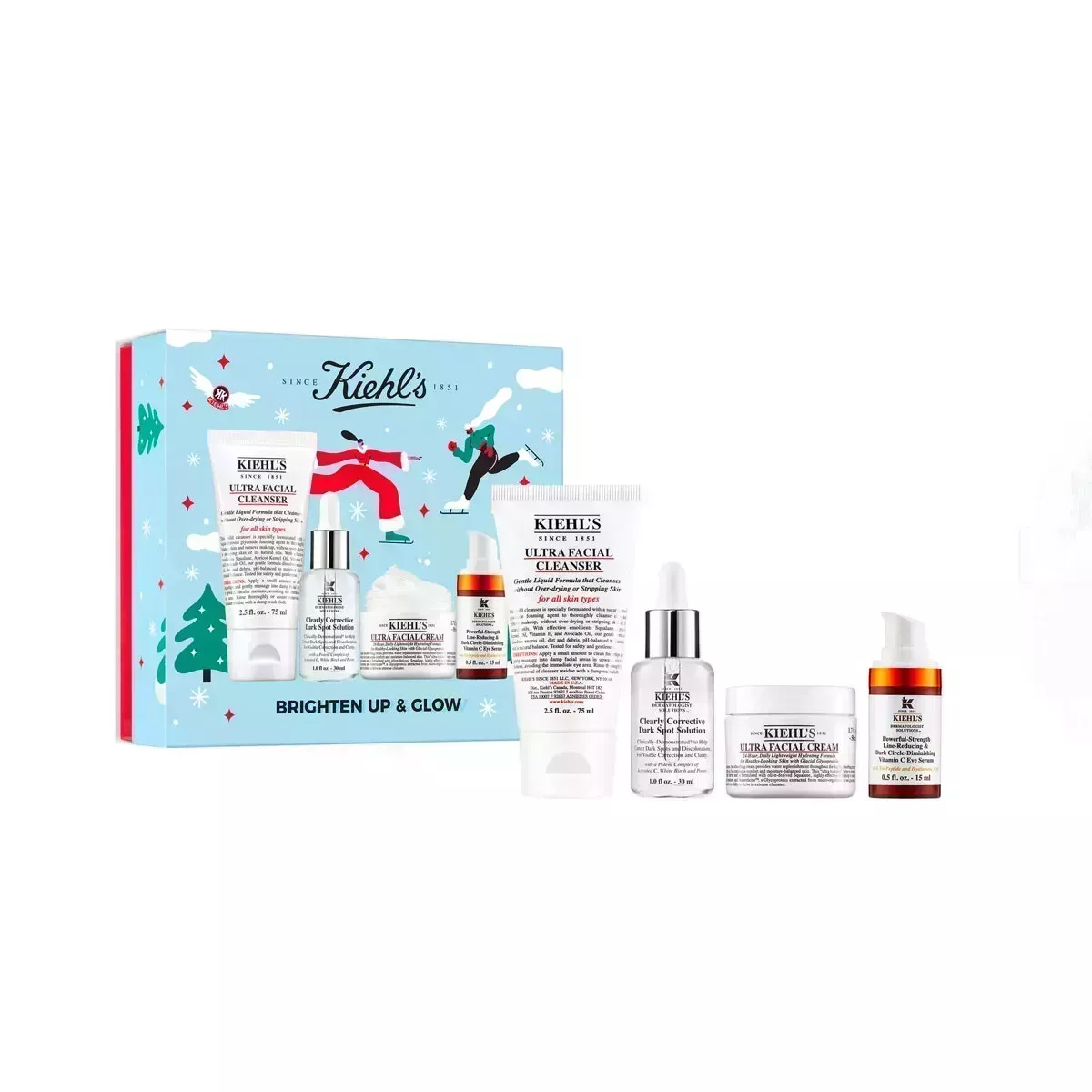 Kiehl's Brighten Up & Glow Skin Care Set on white background