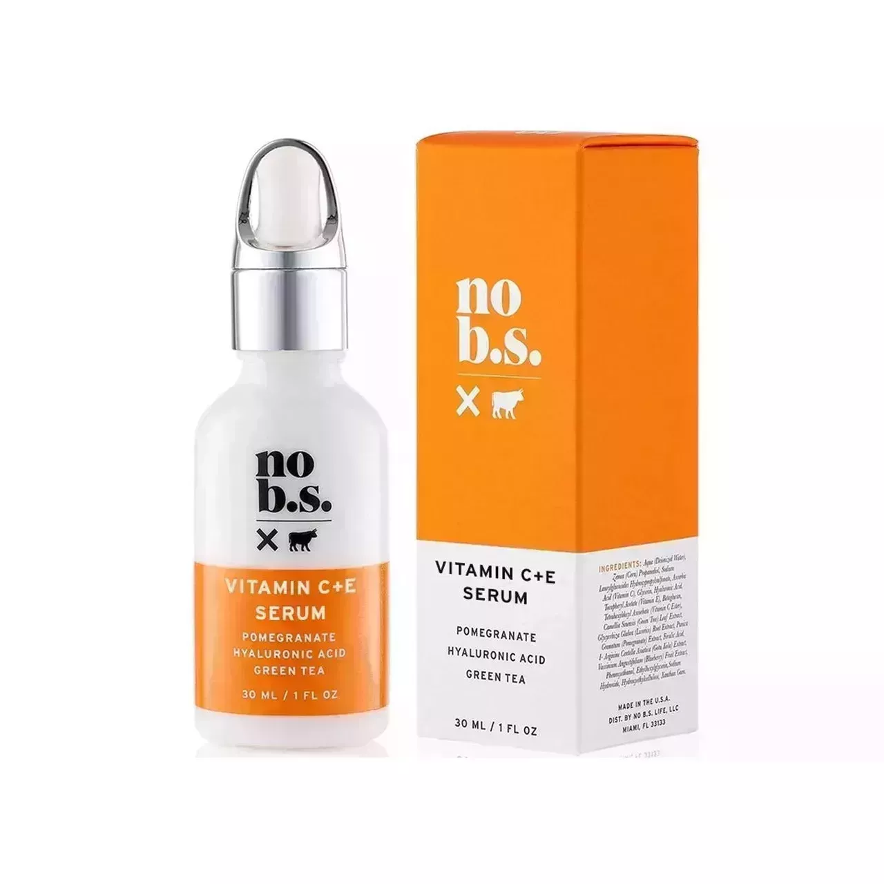 No B.S. Skincare Vitamin C+E Serum with box on white background