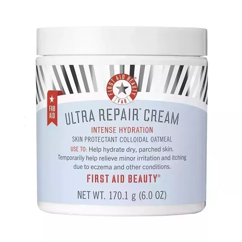 A jar of the First Aid Beauty Ultra Repair Cream on a white background
