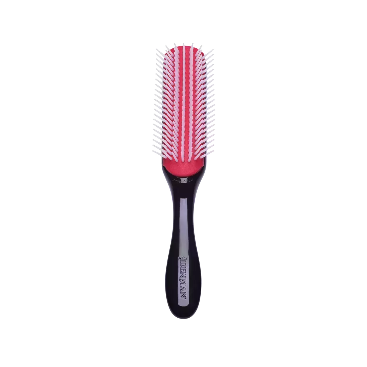black Denman D3 Original Styler 7 Row brush with white bristles