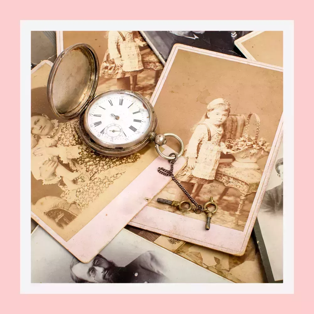 family photos with pocket watch