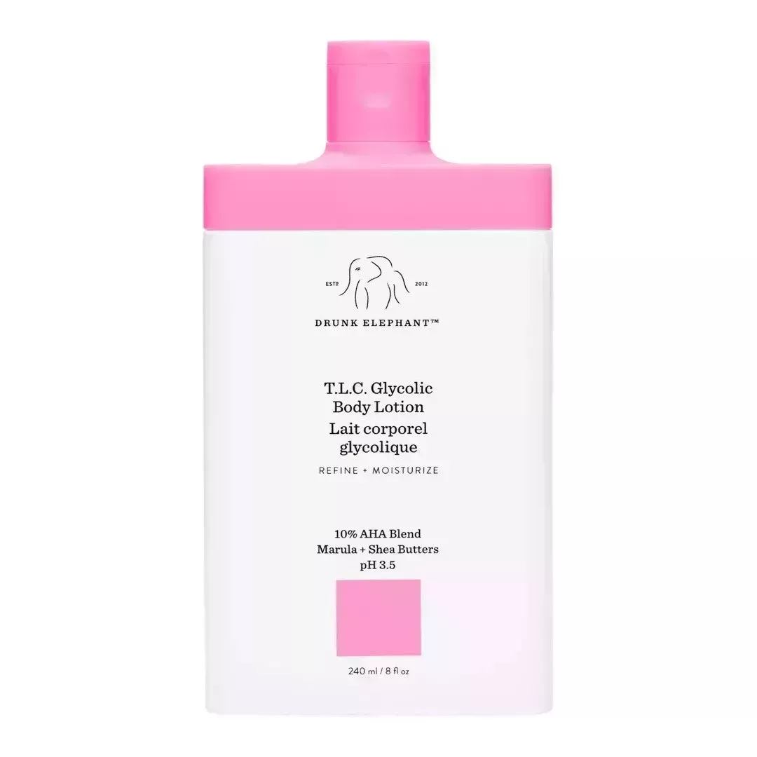 Drunk Elephant T.L.C Glycolic Body Lotion on white background