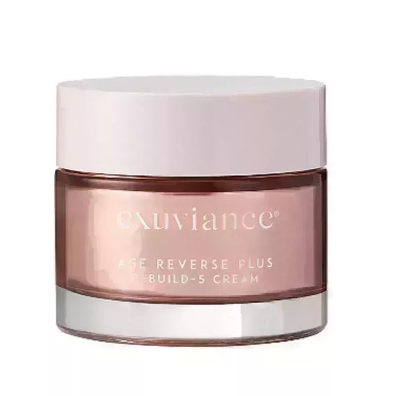 A jar of the Exuviance Age Reverse Rebuild-5 Cream on a white background