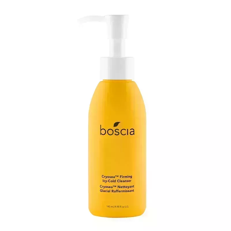A bottle of the Boscia Cryosea Firming Icy-cold Cleanser on a white background