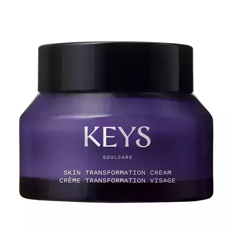 A purple jar of the Keys Soulcare Skin Transformation Cream on a white background