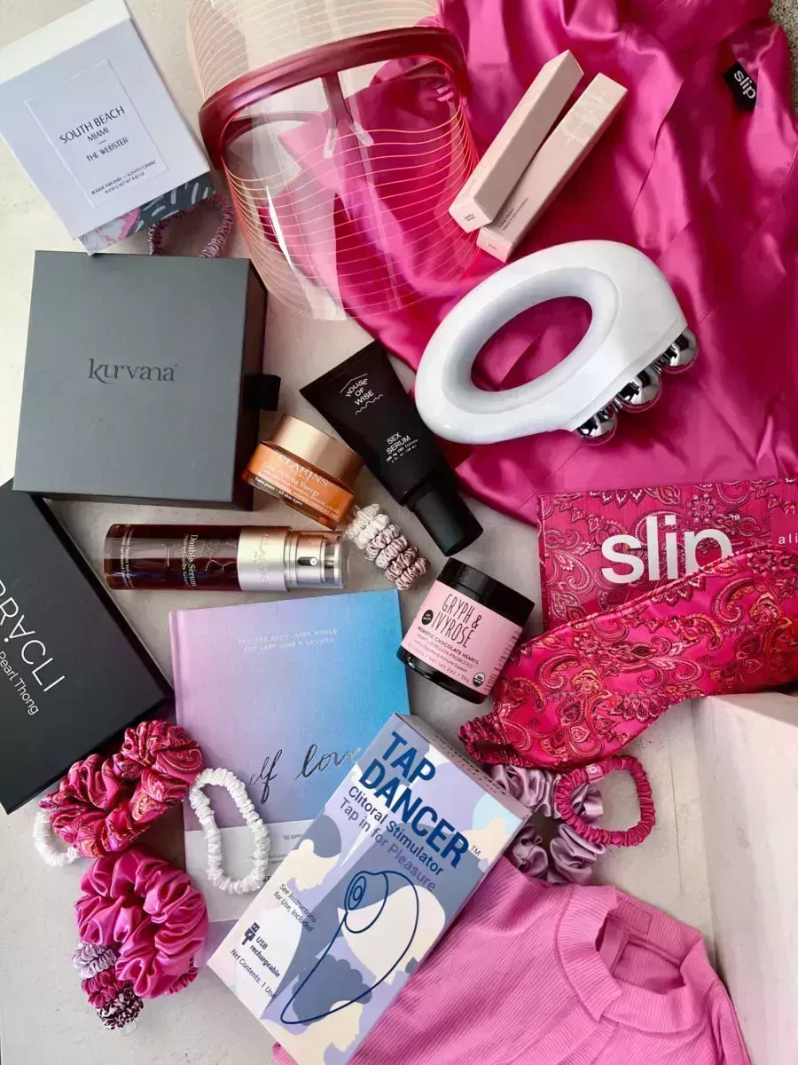 poosh valentine&#8217;s day gift guide product flat lay