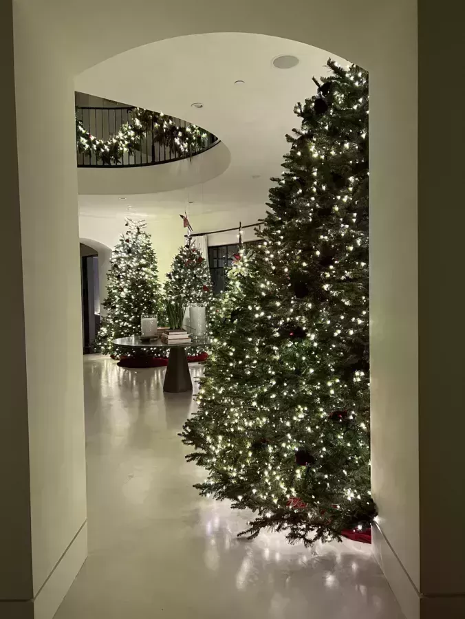 Kourtney Kardashian Christmas decor 2021 trees from hallway