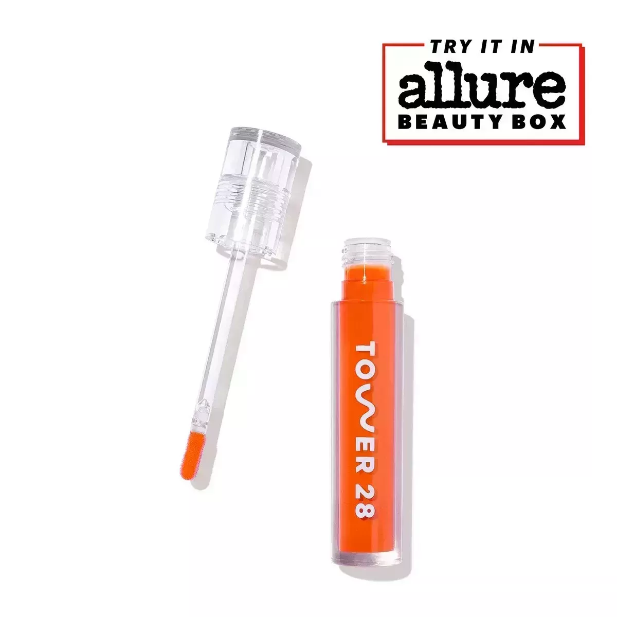 Tower 28 ShineOn Lip Jelly in Fire with ABB tag on white background