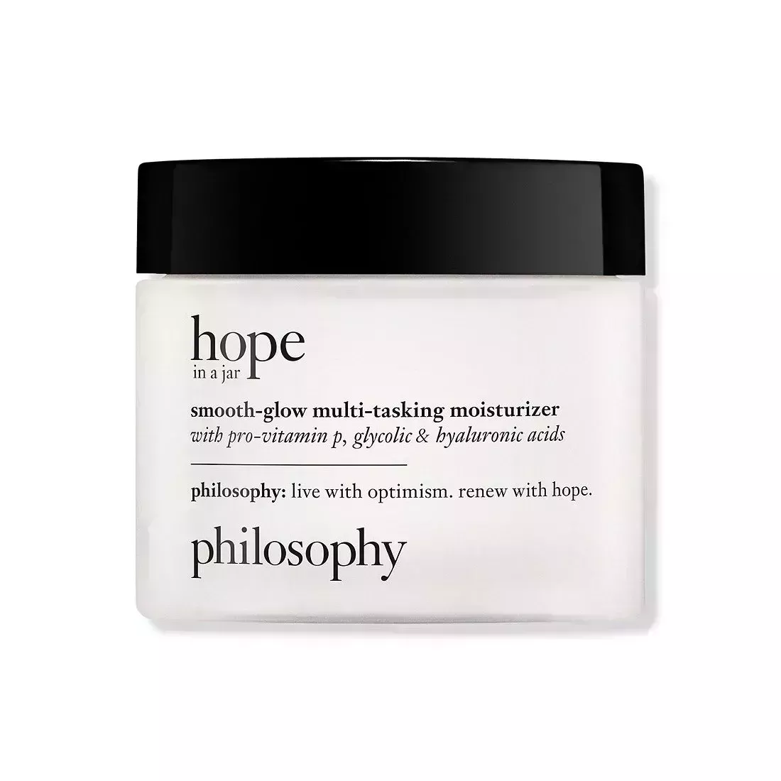 Philosophy Renewed Hope in a Jar Smooth-Glowing Multi-Tasking Moisturizer on white background