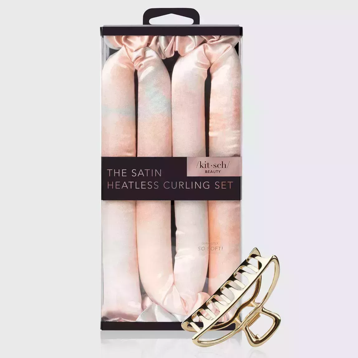 kitsch satin heatless curler set on a gray background